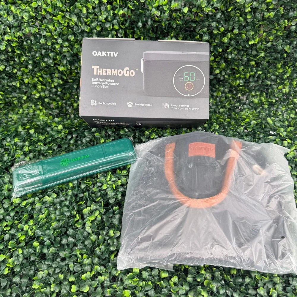 OAKTIV ThermoGo Self-Warming Battery Powered Lunch Box Black 20k-mAh OT-TRMG-BLK